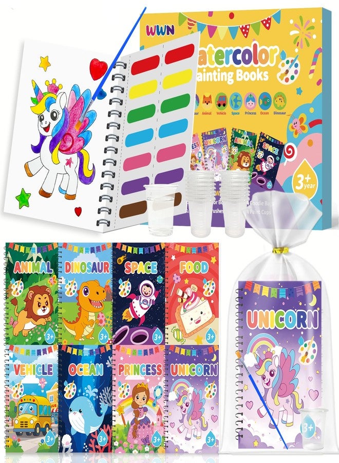 WWN 24 Water Coloring Books Party Favors: Bulk Mini Kids Birthday Favor, Goodie Bag Stuffers, Art & Crafts Classroom Prizes, Paint Activities School Toys, Halloween & Christmas Return Gifts for Ages 4-8 - Image 1